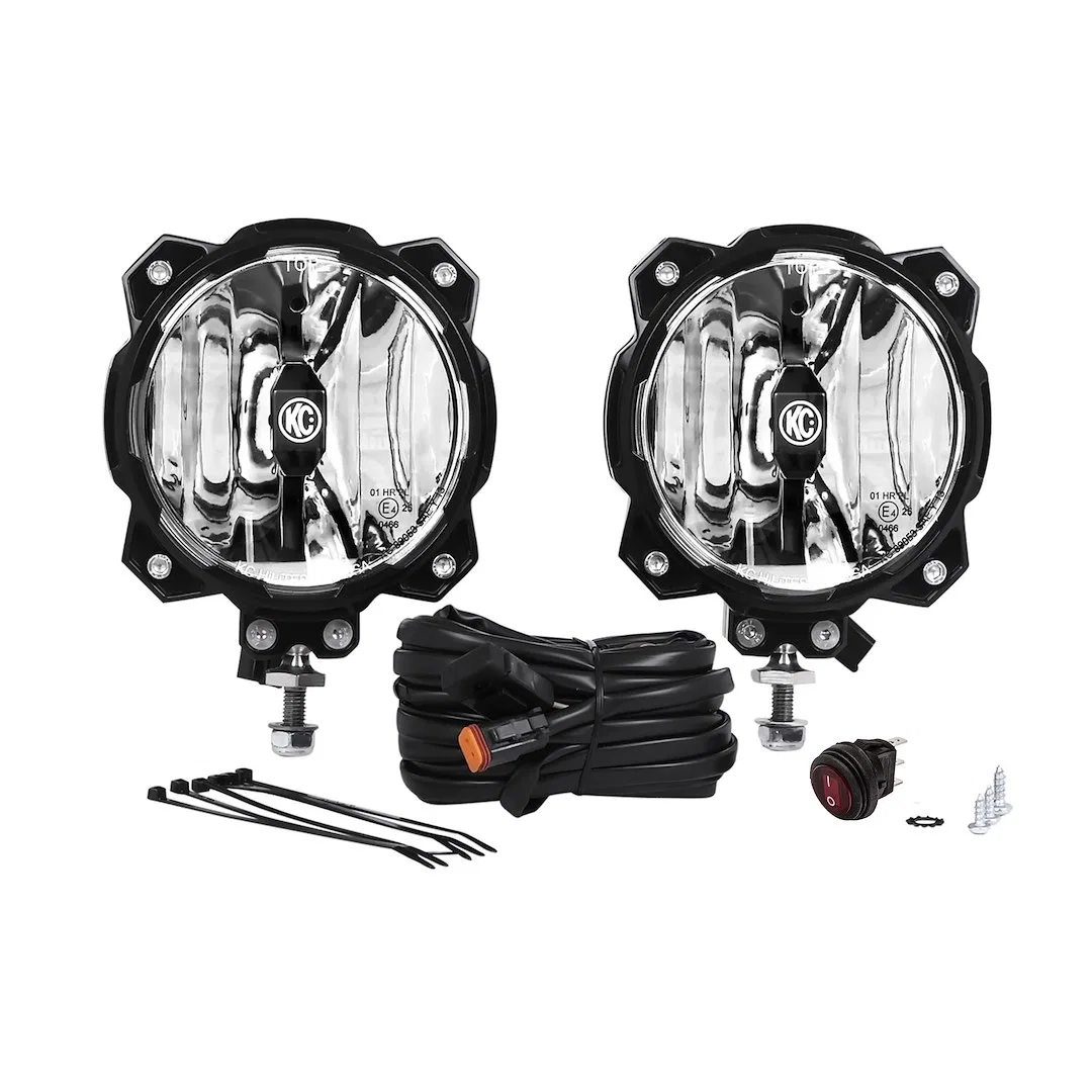 91305 – KC HILITE Driving/ Fog Light, LED Bulb Clear Bulbs 6 Inch Round 20 Watt Bulbs AMP Draw 1.63 AMP Wide Beam - 4...